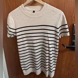 Beige Ribbed Knit Sweater